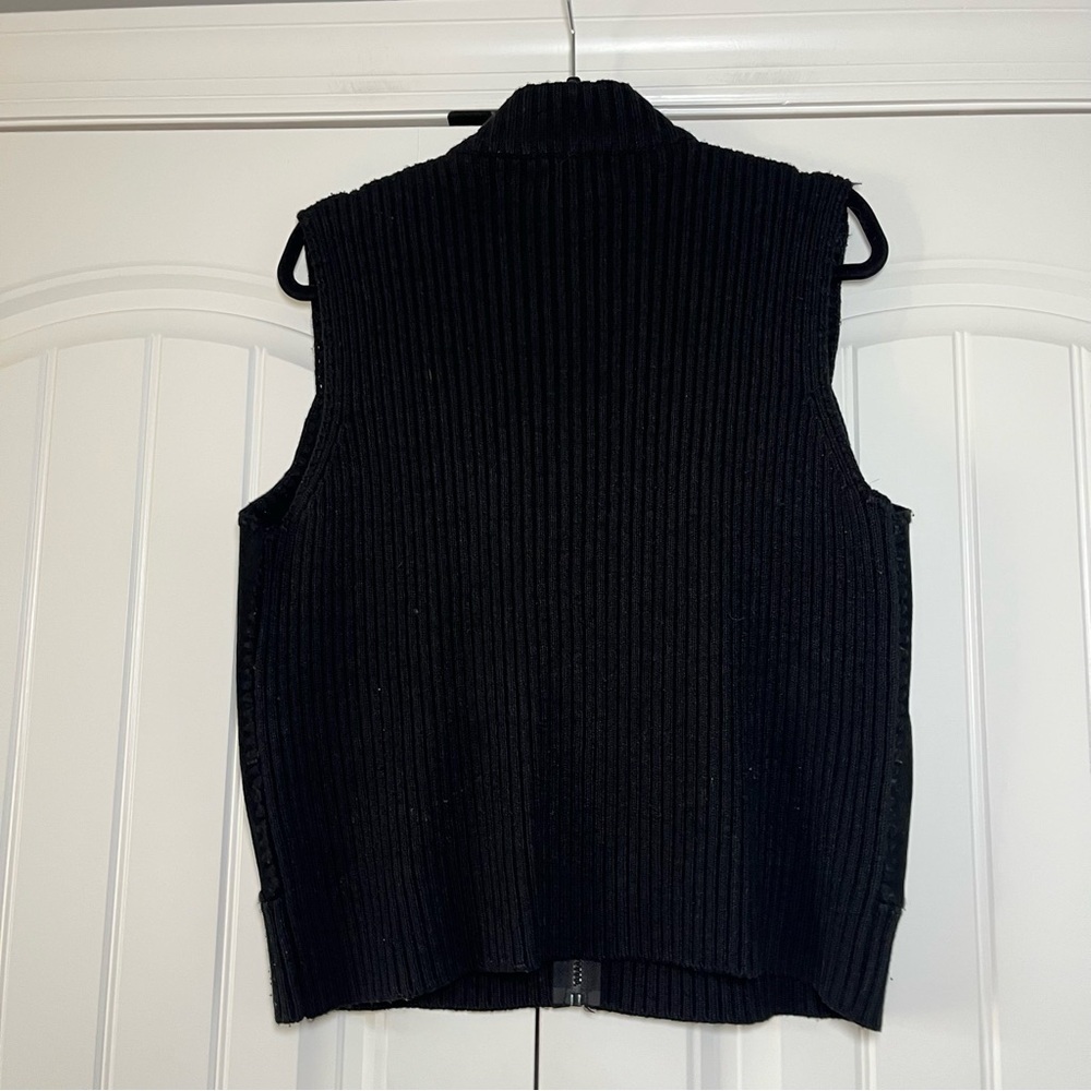 Vintage Black Suede Leather Zip Up Sleeveless Vest Size Large Western 90s Y2K - Picture 5 of 5